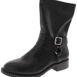 Valeriee Faux Leather Solid Mid-Calf Boots