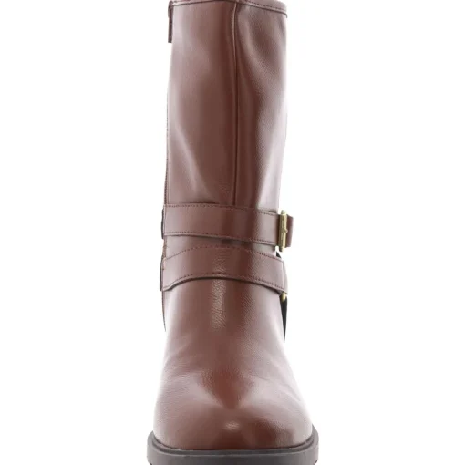 Valeriee Faux Leather Solid Mid-Calf Boots