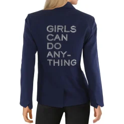 Vedy Girls Strass Shoulder Pads Wool One-Button Blazer