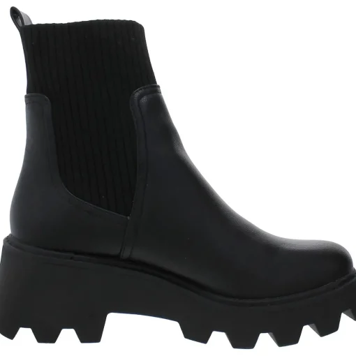 Villa Faux Leather Block Heel Mid-Calf Boots