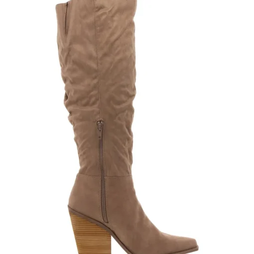 Wire Faux Leather Solid Knee-High Boots