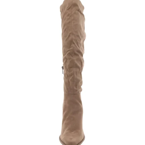 Wire Faux Leather Solid Knee-High Boots