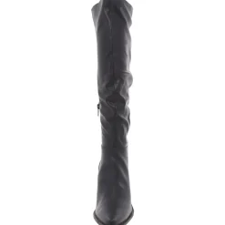 Wire Faux Leather Solid Knee-High Boots