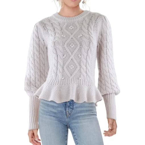 Wool Cable Knit Crewneck Sweater