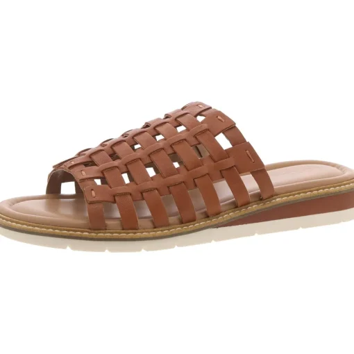 Woven Leather Slide Sandals