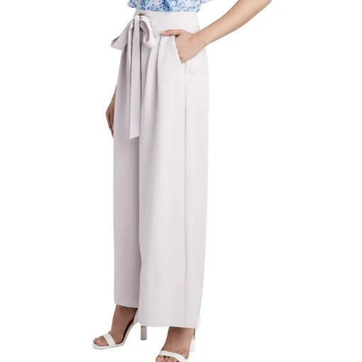 Woven Tie Waist Wide Leg Pants