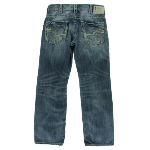 Zac Whisker Wash Distressed Straight Leg Jeans