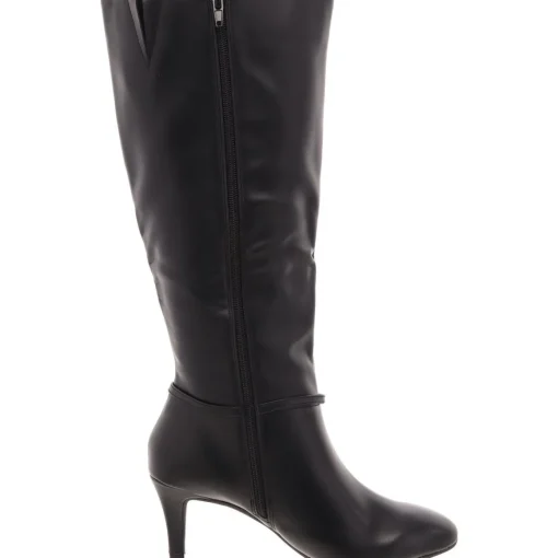 Zipper Faux Leather Mid-Calf Boots