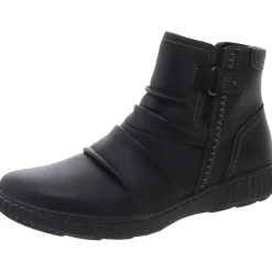 Zipper Leather Ankle Boots