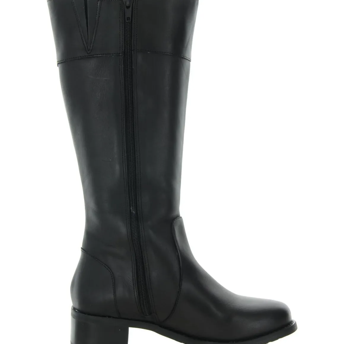 Zipper Leather Knee-High Boots